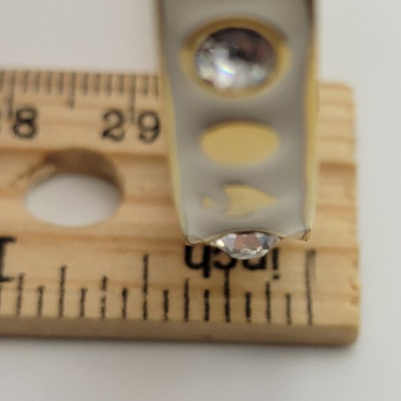 Kate Spade NY Bangle Bracelet Gold Tone White Enamel Crystal Charm 8" - Picture 11 of 11